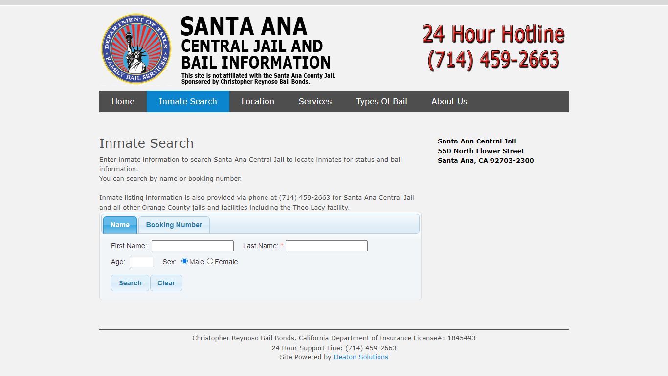 Inmate Search | Santa Ana Central Jail and Bail Information