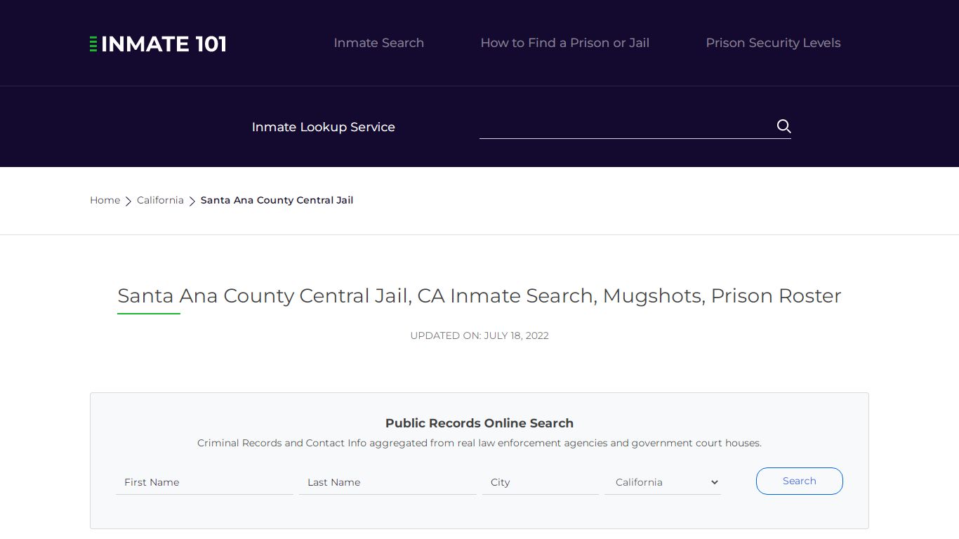Santa Ana County Central Jail, CA Inmate Search, Mugshots ...