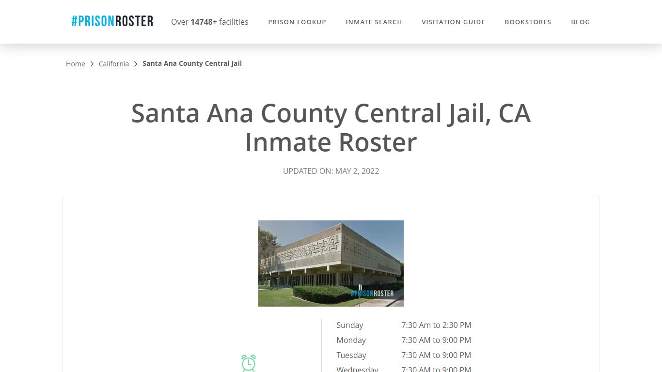 Santa Ana County Central Jail, CA Inmate Roster