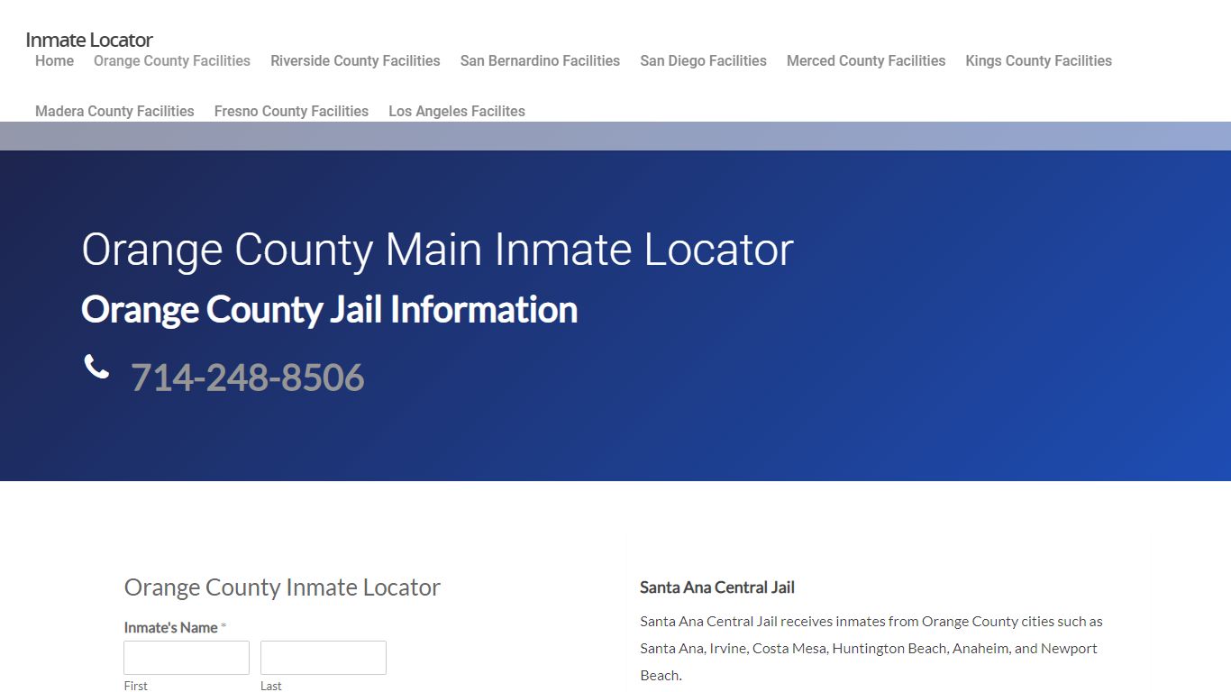 Orange County Jail - Santa Ana Inmate Locator
